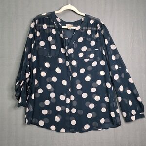 LOFT Outlet Button Up Blouse Women's XL Polka Dot  Career Professional Classic